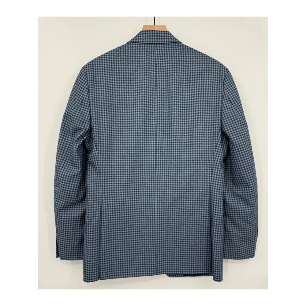 Michael Kors Blazer Mens 36R Blue Gingham Check Two Button‎ Sport Coat